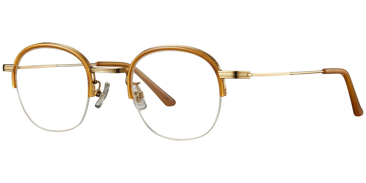 Wood Texture Yellow Acetate Oval Geometric Frame